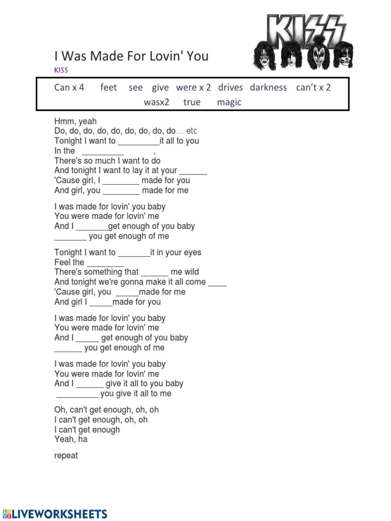"I Was Made For Lovin' You Lyrics" | PDF | Home &amp; Garden | Self-Improvement