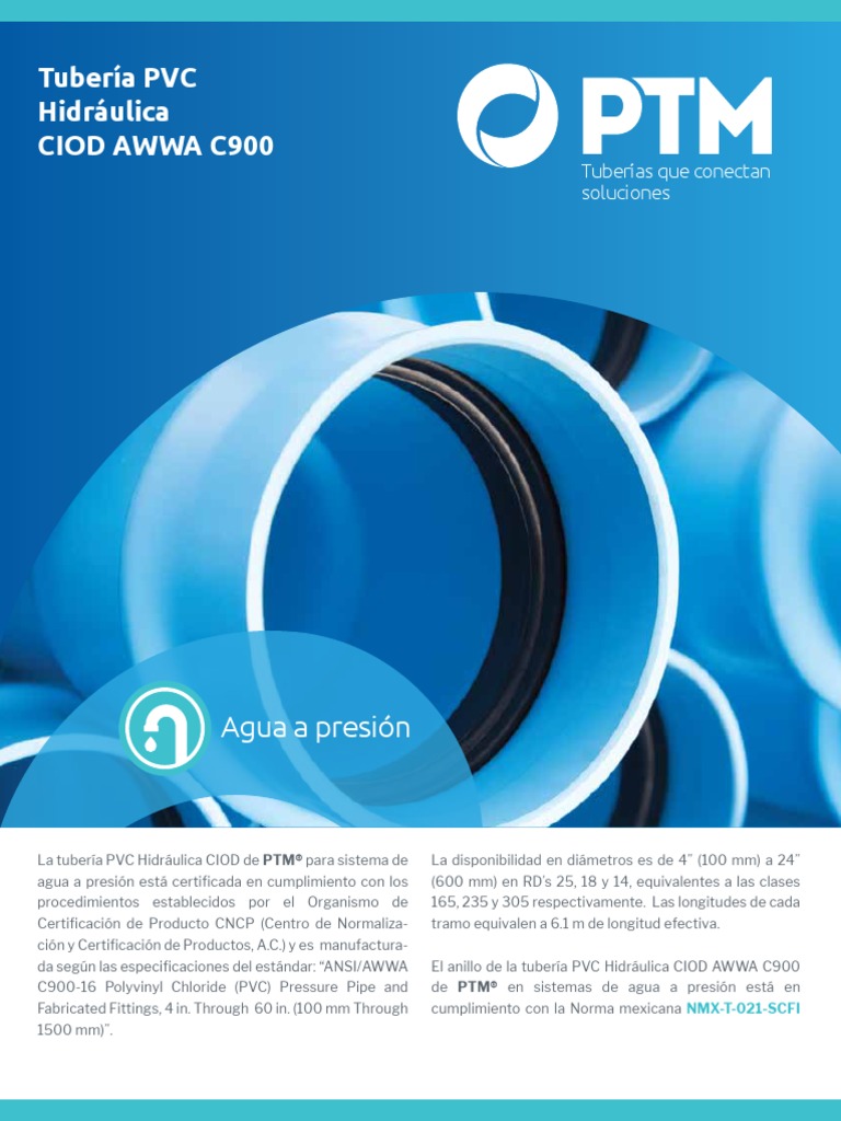 12 Tuberia PVC Hidraulica CIOD AWWA C900 Certificada PDF Tubería (transporte de fluidos