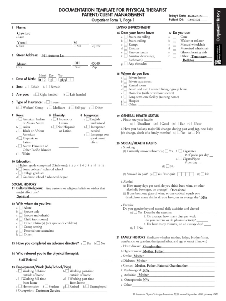 Physical Therapy Documentation Template | PDF | Physical Therapy ...