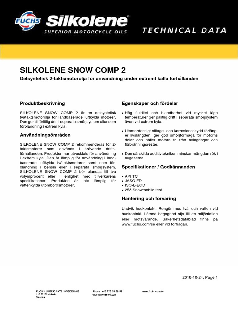 Silkolene Snow Comp 2 - Pds - Se | PDF