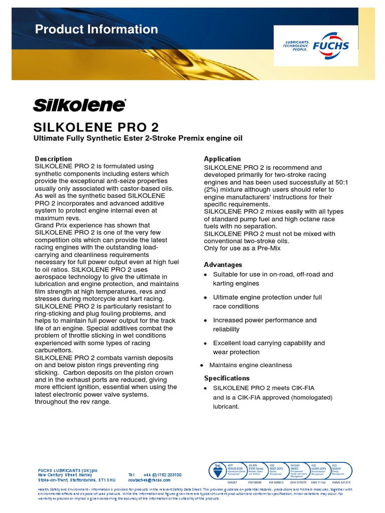 Silkolene Pro 2 | PDF | Oil | Internal Combustion Engine