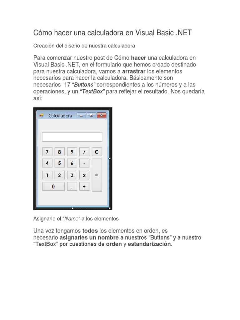 C mo hacer una calculadora en visual basic descargar gratis pdf
