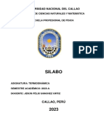 Silabo TERMODINÁMICA 2023-A - Prof Sánchez Ortiz Jesús Félix