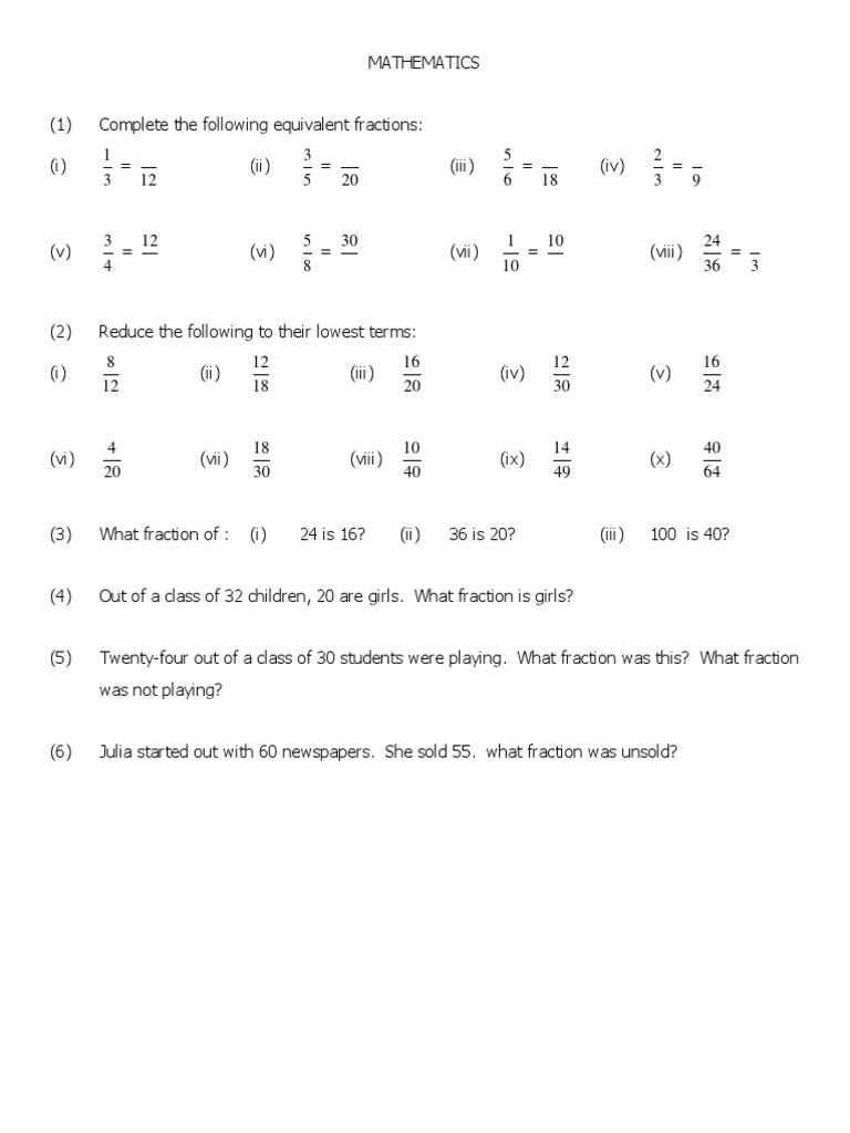 FractionsGrade 3 PDF