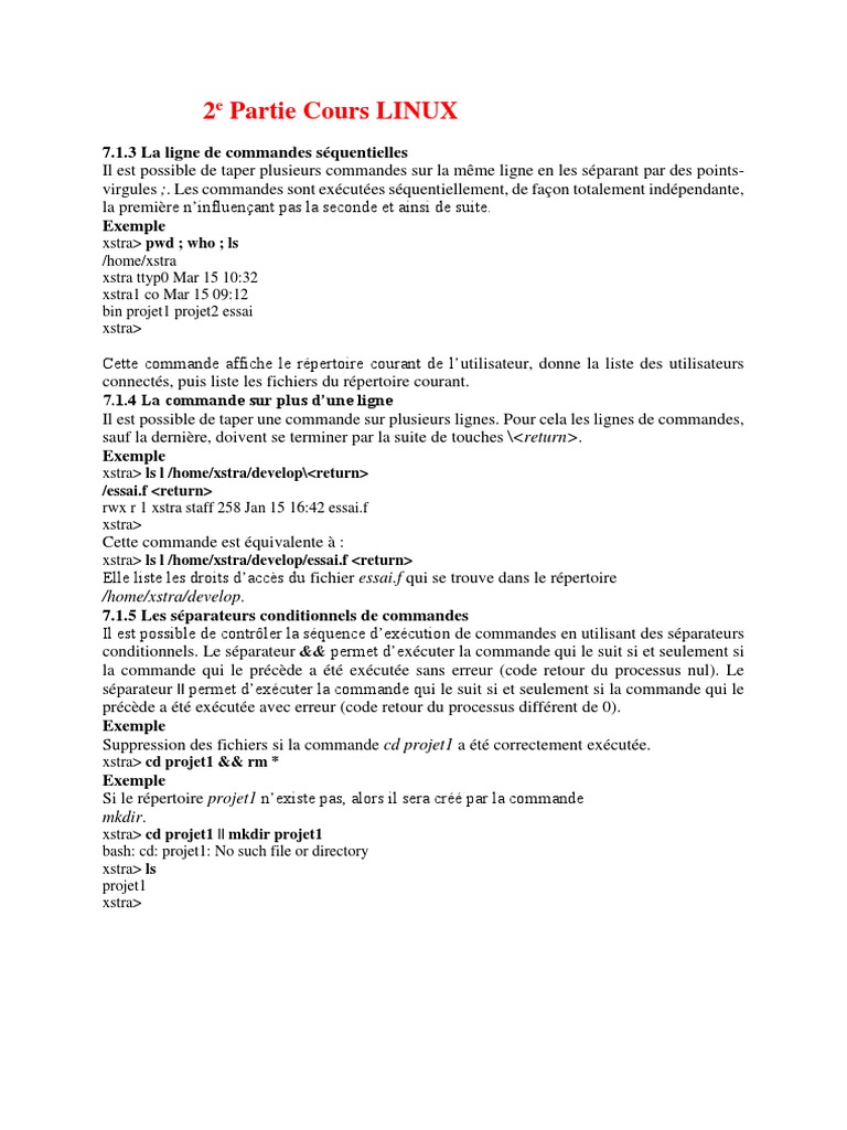 Commandes et Scripts Shell Linux | PDF | Structure de contrôle ...