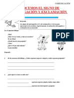 Conocemos El Signo de Interrogación y Exclamación Práctica