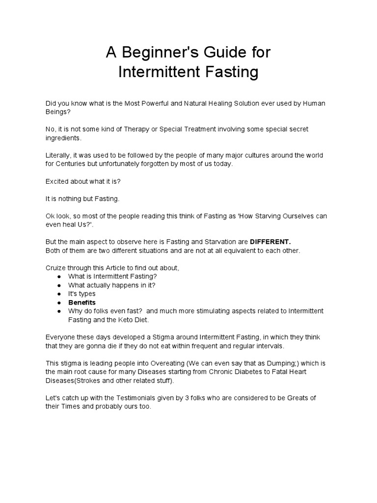 Beginner's Guide For Intermittent Fasting | PDF | Insulin Resistance ...