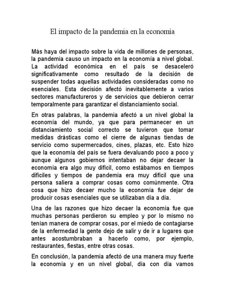 El Impacto de La Pandemia en La Economía | PDF