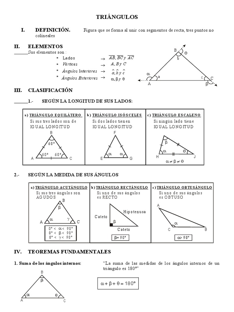 Tipos y Teoremas de Triángulos | PDF | Triángulo | Objetos geométricos