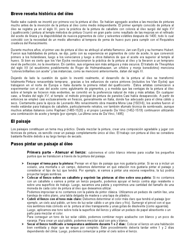 Breve Reseña Histórica Del Óleo-Ada Godoy Rivas SEGUNDO SEMESTRE | PDF ...