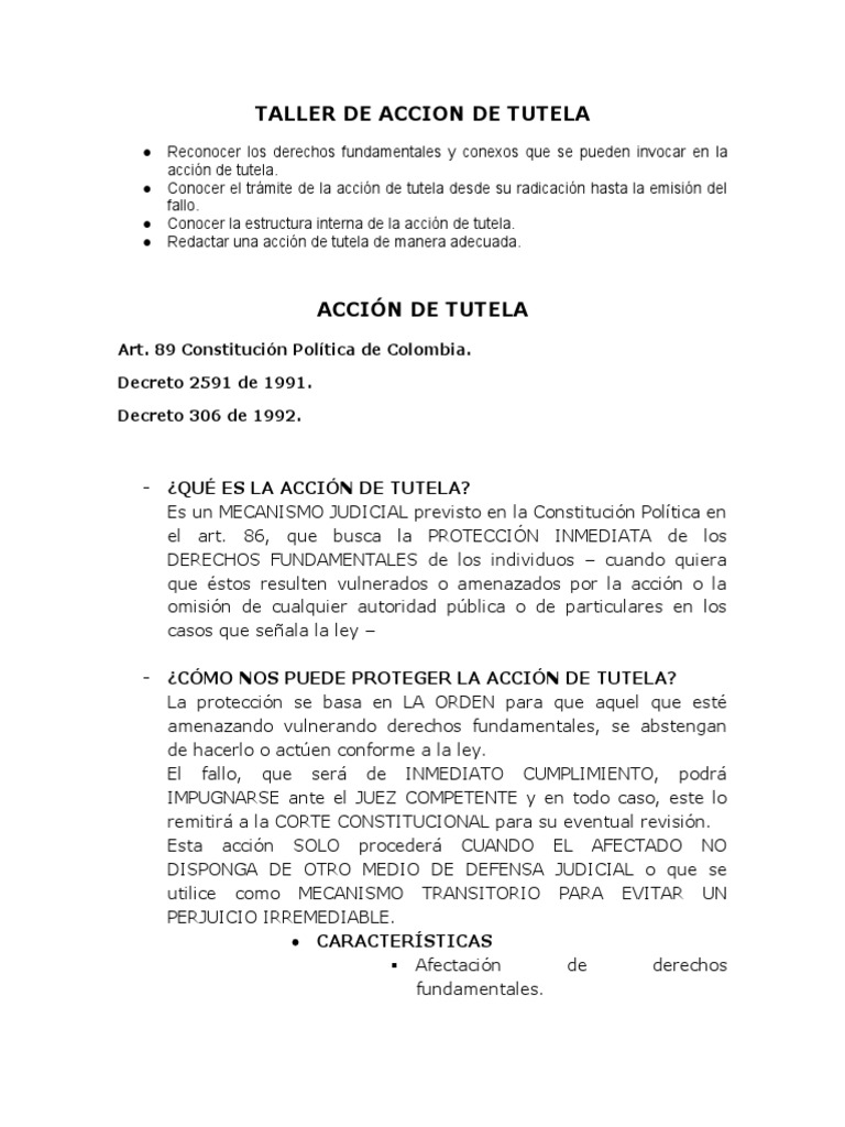 Accion de Tutela 1 | PDF | Derecho Constitucional | Etica Aplicada