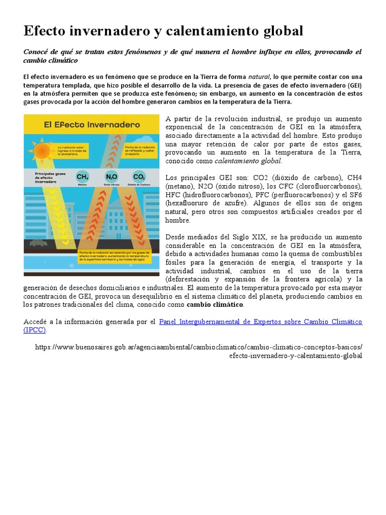 Efecto Invernadero y Calentamiento Global | PDF | Gases de efecto