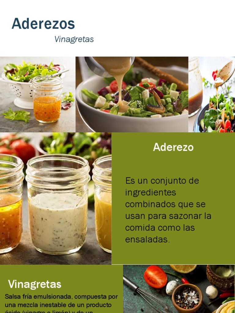 Tipos y recetas de aderezos y vinagretas | PDF | Vinagreta | Comida y ...