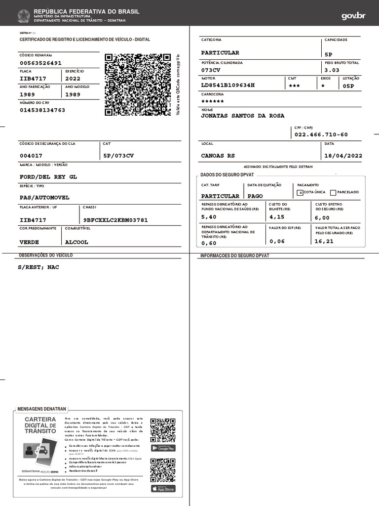 CRV Atual | PDF | Carteira de Motorista | Transporte terrestre