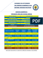 Calendario de Actvidades - Ciencias Políticas - II PAC 2023