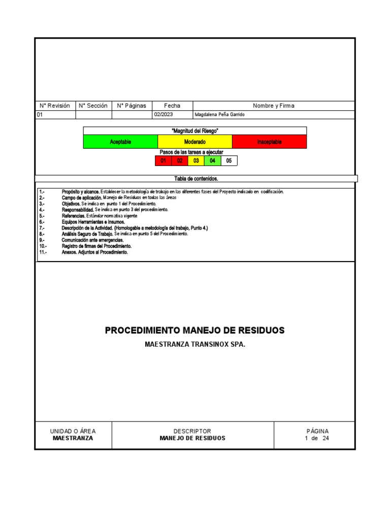 Procedimiento de Manejo de Residuos Peligrosos | PDF | Residuos | Reciclaje