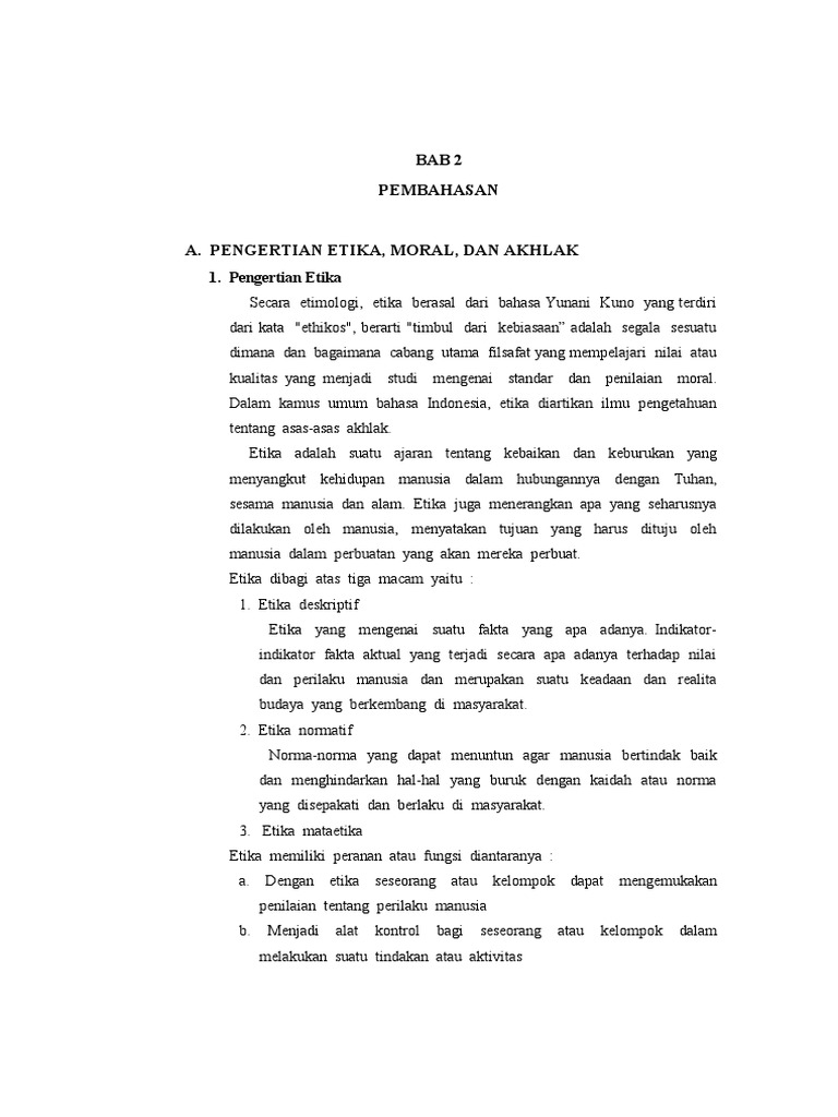 Etika Moral Dan Akhlak Dalam Islam Pdf Sains Matematika