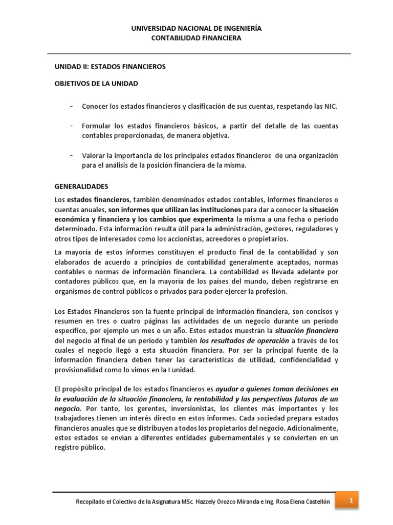Notas sobre Estados Financieros | PDF | Estado financiero | Contabilidad