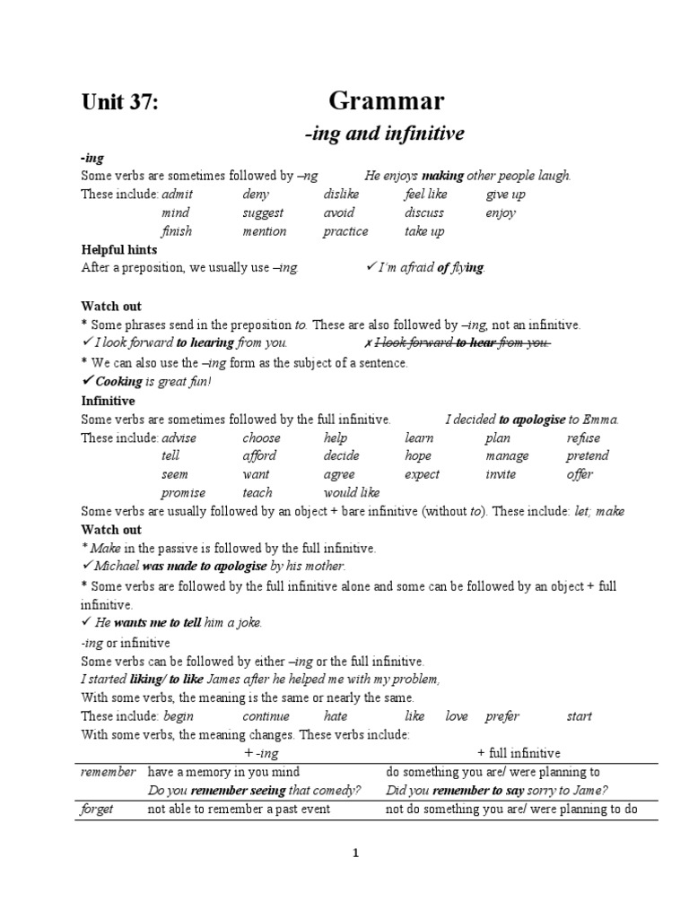 Destination b1 unit 37 b1 pdf verb subject grammar 