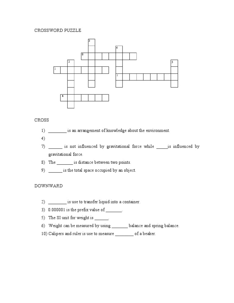 Science Crossword Puzzle for Grade 3 | PDF | Teaching Methods & Materials