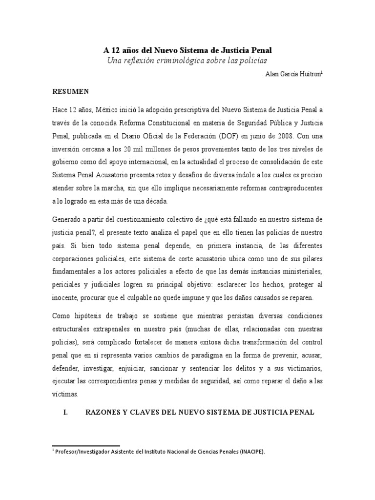 Desafíos del Nuevo Sistema de Justicia Penal | PDF | Policía | Derecho ...