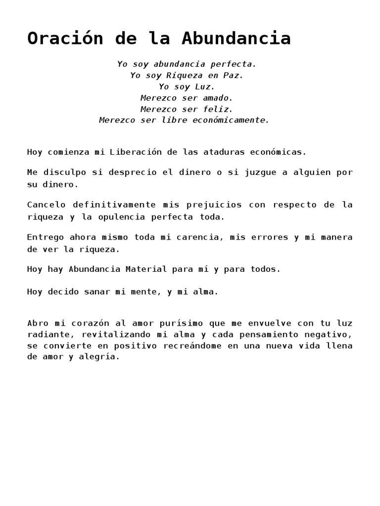 Oración para Atraer Abundancia y Amor | PDF