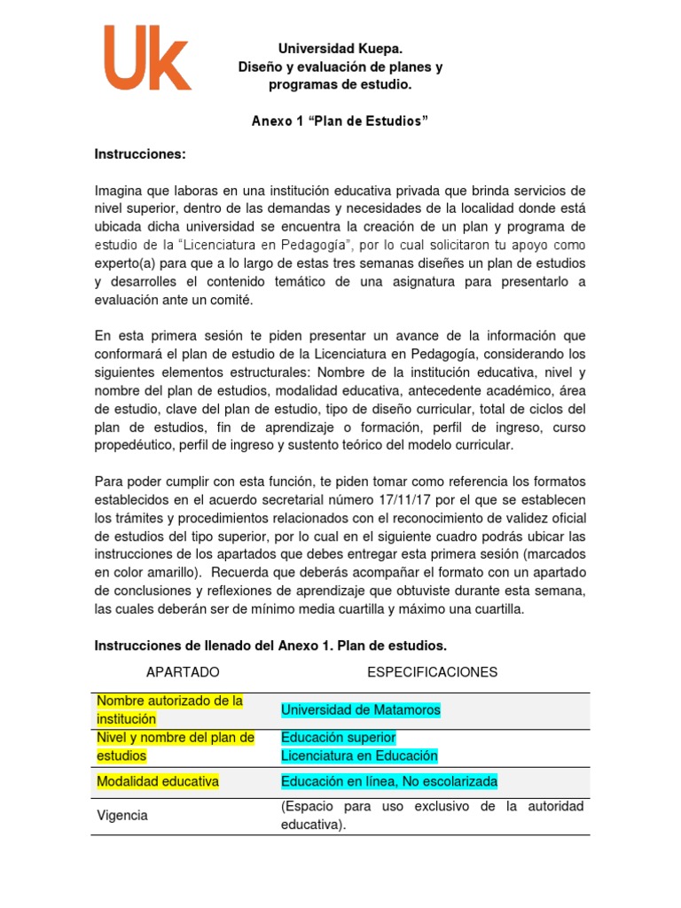 Diseño de Plan de Estudios en Pedagogía | PDF | Plan de estudios ...