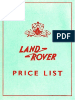 502H - Land Rover Price List August 1957