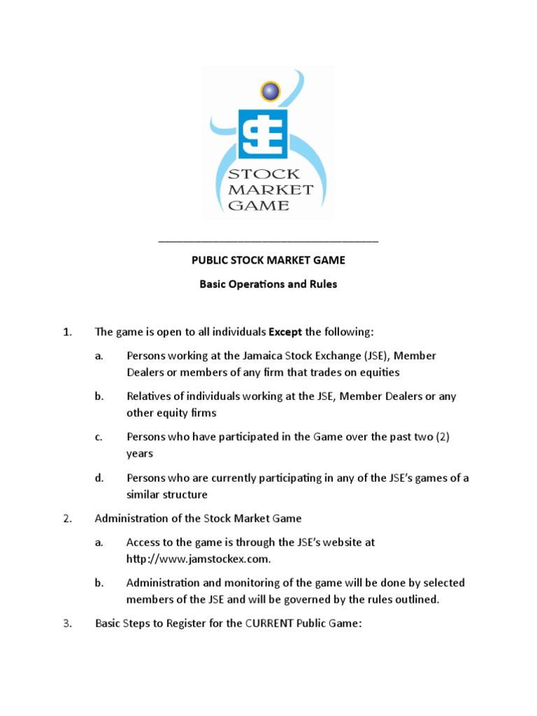 BasicOperationsandRulesoftheJSEsPublicStockMarketGame PDF