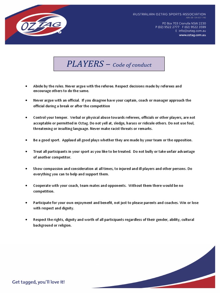 Players code of conduct PDF
