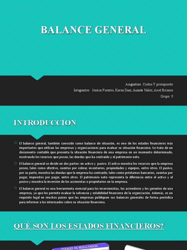 Balance General | Descargar gratis PDF | Hoja de balance | Contabilidad