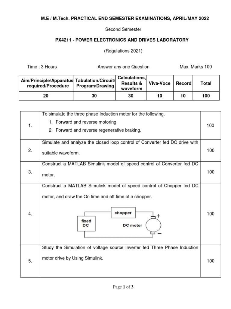 M.E/M.Tech Practical Exam Questions 2022 | PDF | Electric Motor | Power ...