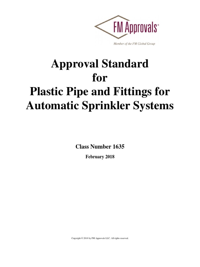 FM 1635 Plastic Pipe and Fittings for Automatic Sprinkler Systems 2018