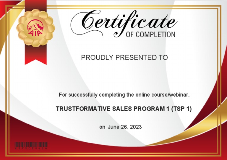 TSP 1 TrustFormative Sales Program 1 (TSP 1) Certificate PDF