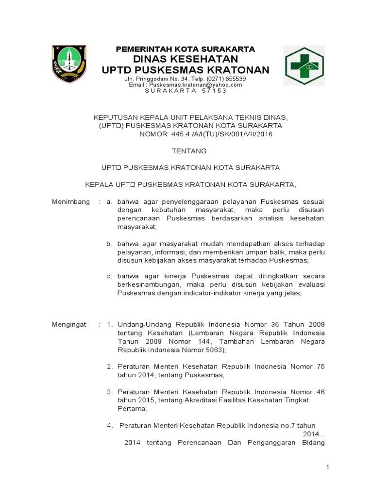 1 Sk Perencanaan Puskesmas Pdf