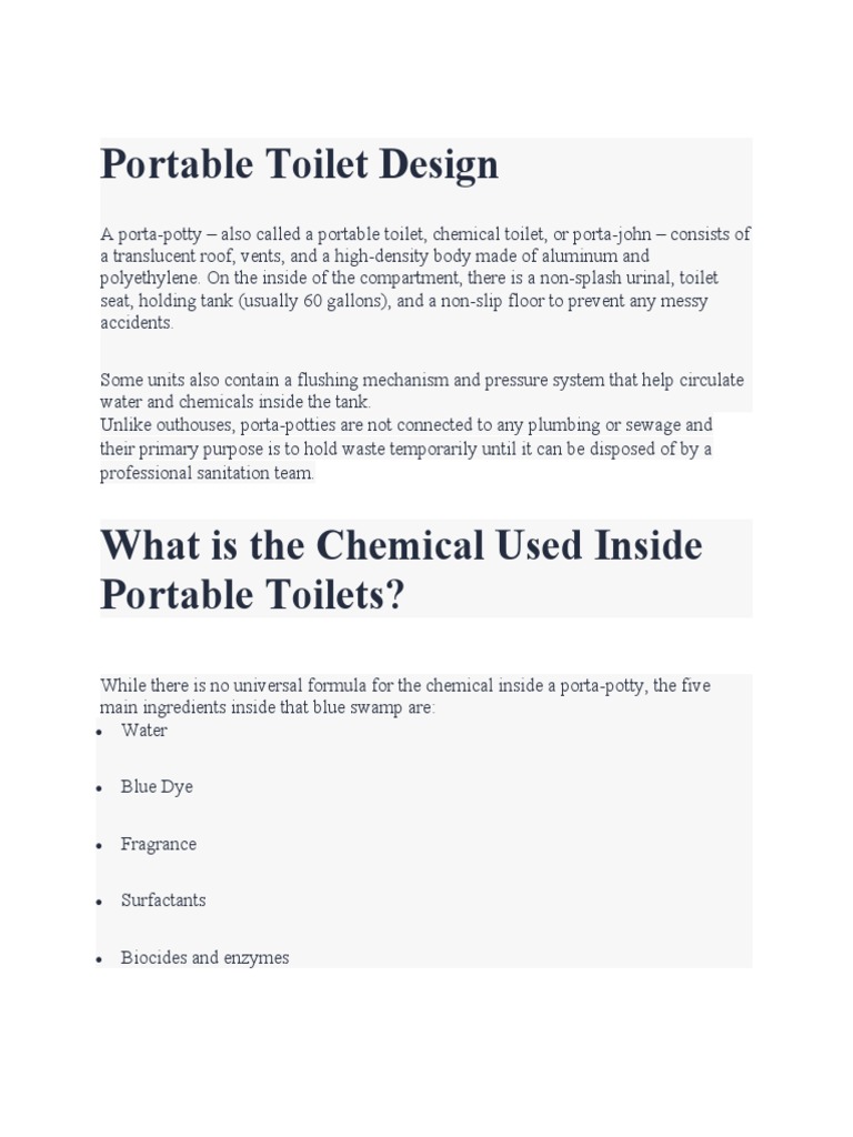Portable Toilet Design | Download Free PDF | Hygiene | Sanitation