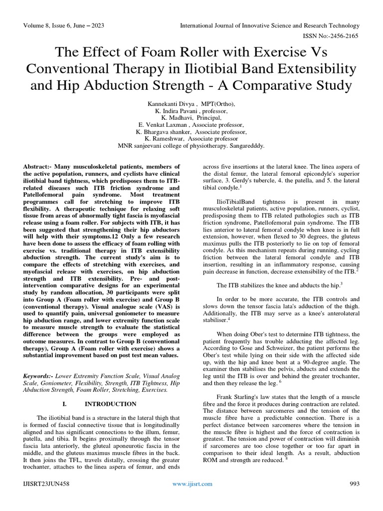 The Effect of Foam Roller With Exercise Vs Conventional Therapy in