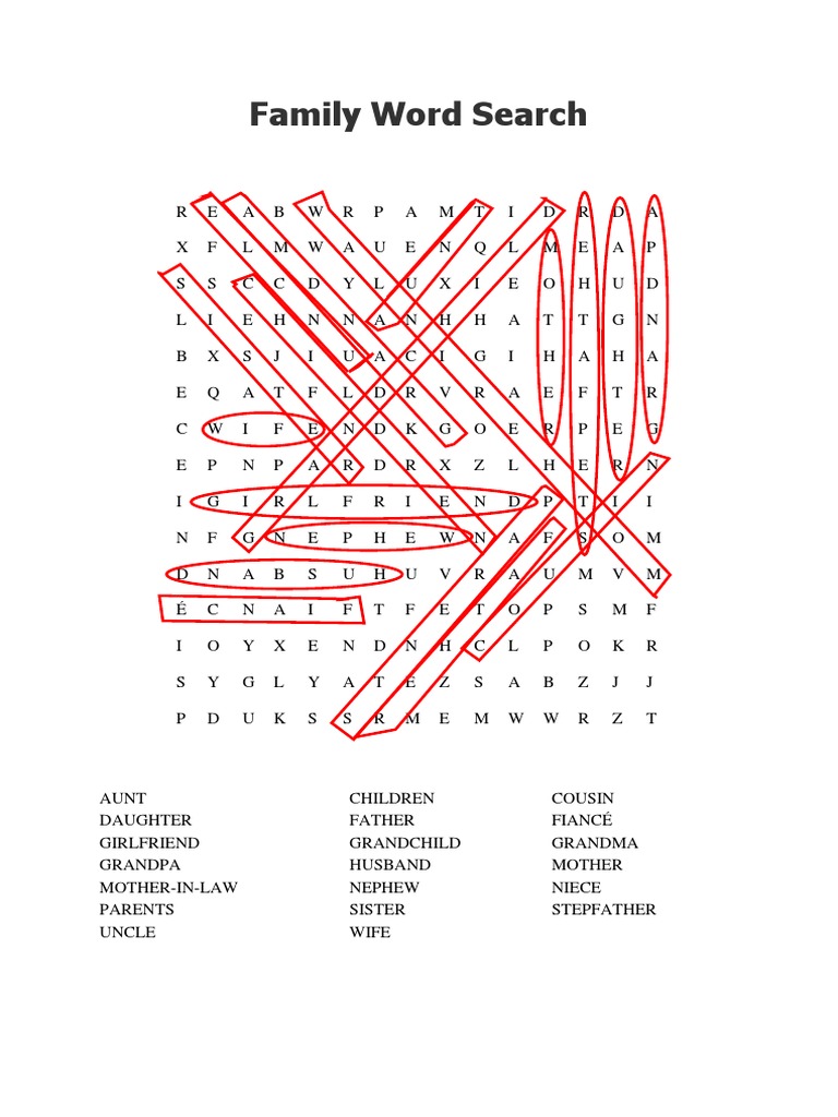 Family Members Word Search Puzzle | PDF
