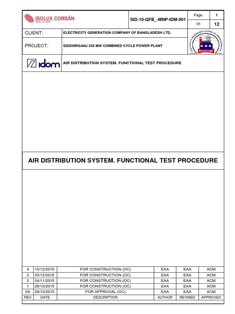 Sid 10 Qfb Mnp Idm 001 Rev4 Air Distribution System Functional Test