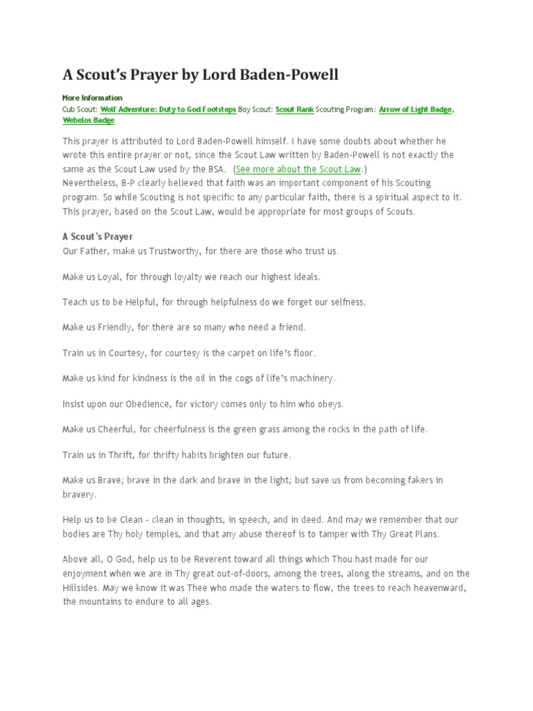A Scout's Prayer by Lord Baden Powell PDF