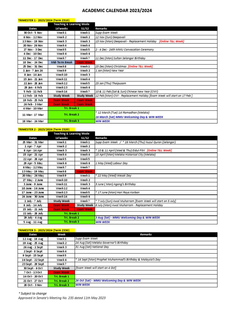 Academic Calendar 23 24 | PDF | Academic Term