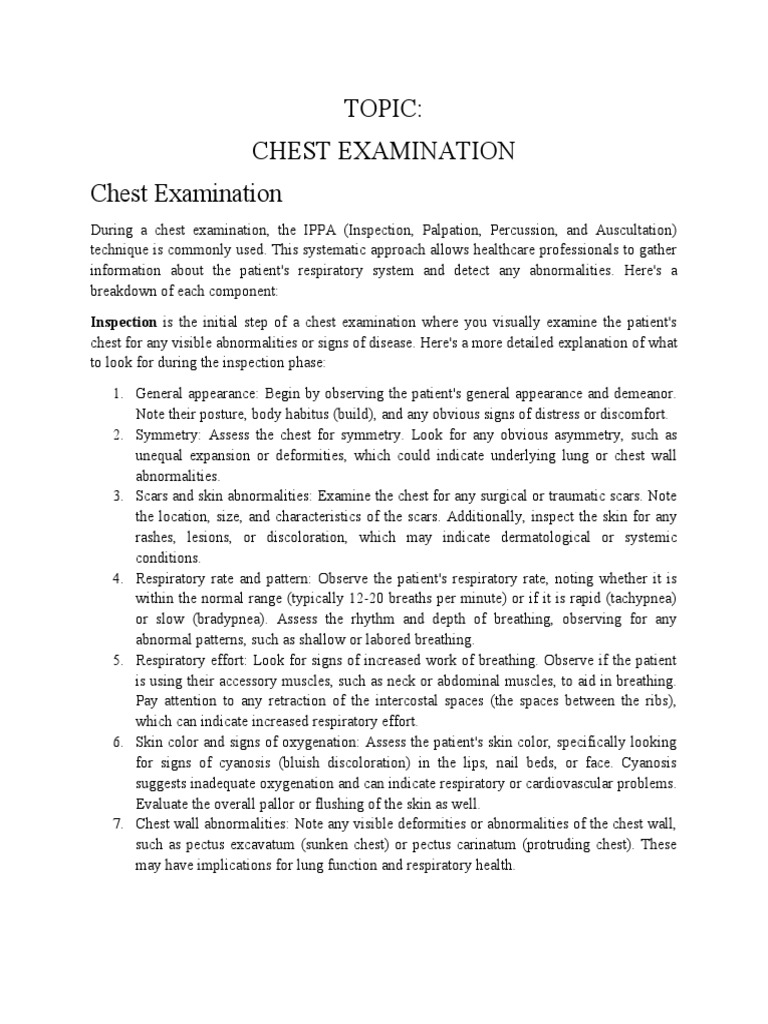 Chest Examination PDF Lung Thorax
