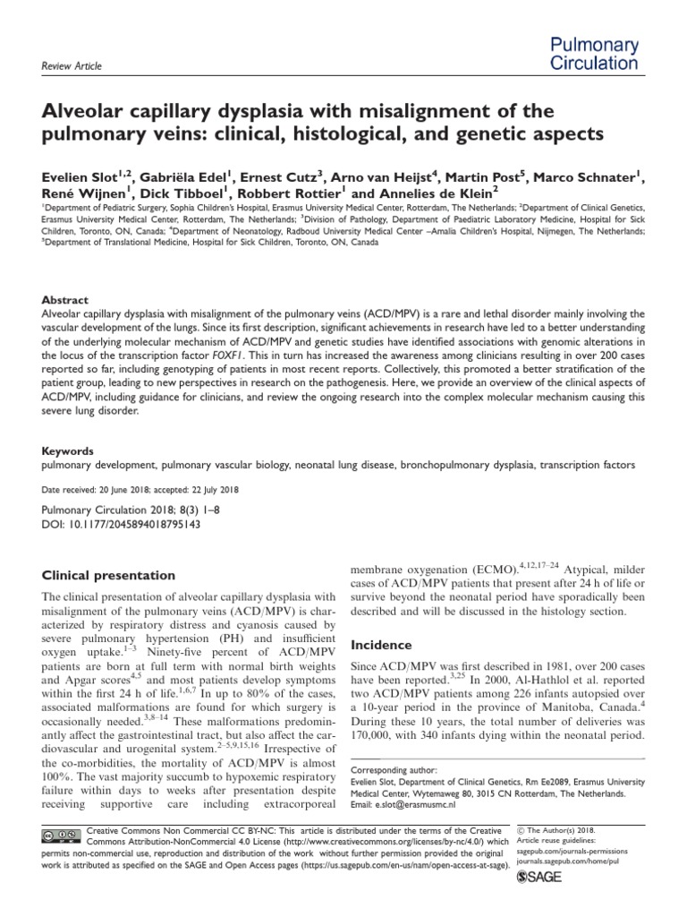 Alveolar Capillary Dysplasia With Misalignment of The Pulmonary Veins