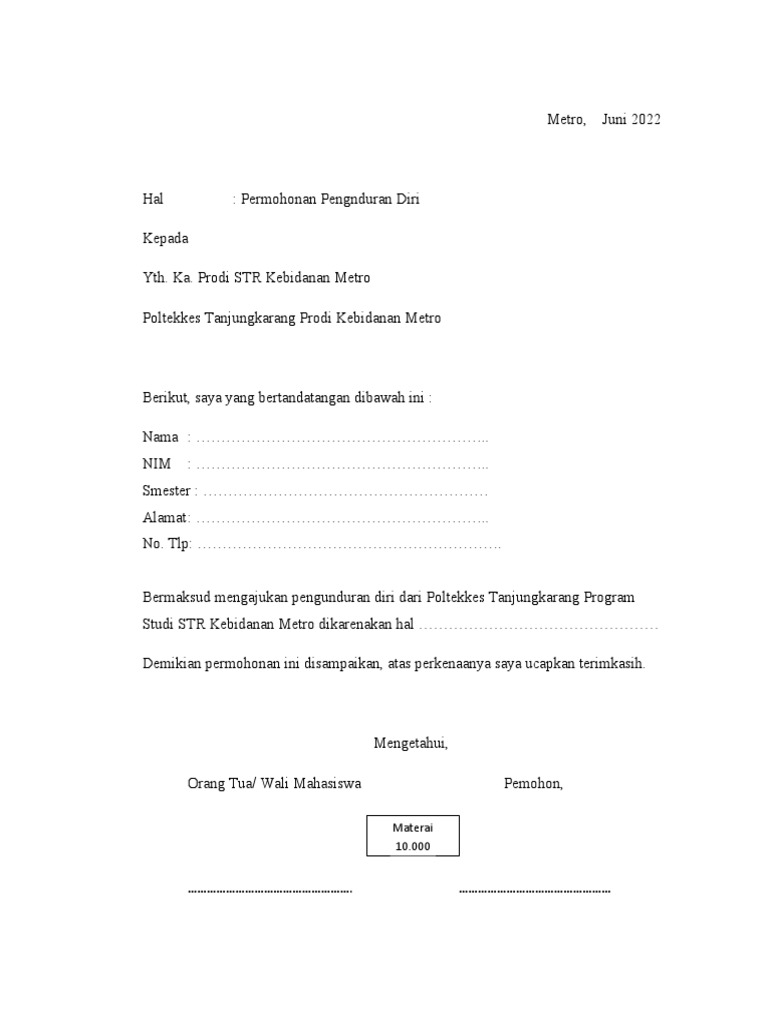 Surat Pengunduran Diri | PDF
