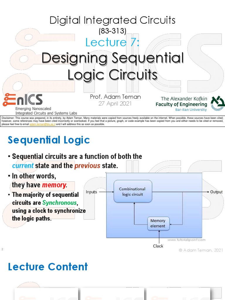 Lecture 7 Sequential Logic 2020 | PDF | Computer Engineering | Electricity