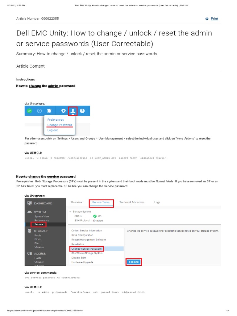 Dell EMC Unity - How To Change - Unlock - Reset The Admin or Service ...