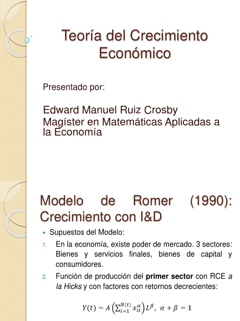Modelo de Romer (1990) | PDF | Monopolio | Crecimiento económico