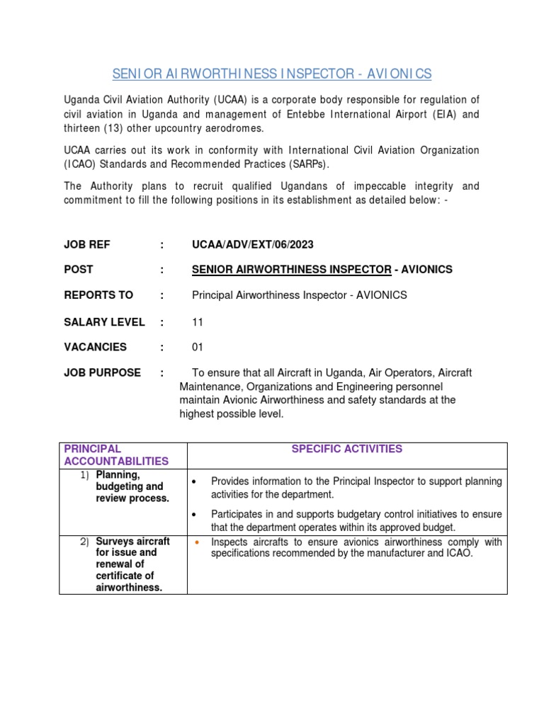Senior Airworthiness Inspector - Avionics | PDF | Aviation
