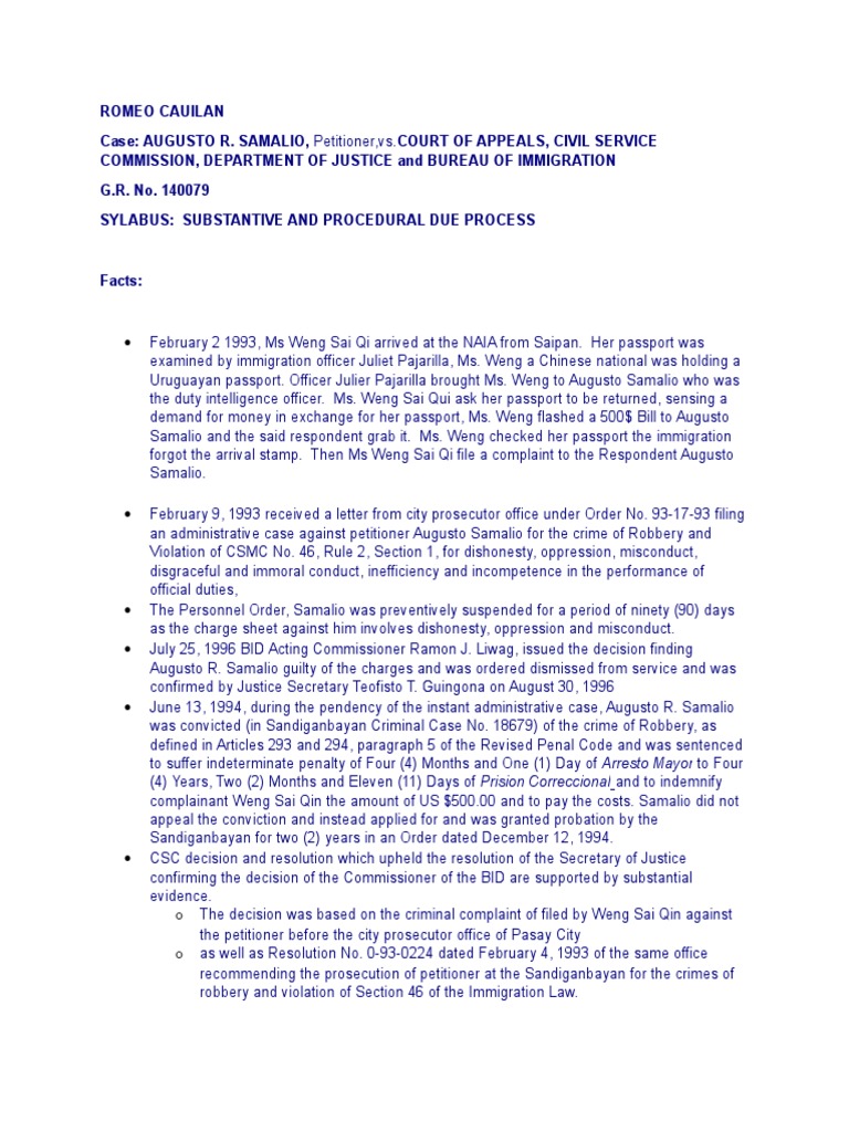 AUGUSTO R SAMALIO Petitioner Vs COURT OF APPEALS CIVIL SERVICE