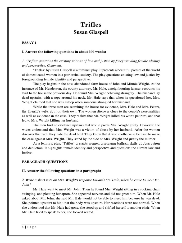 Analysis of Susan Glaspell's Trifles | PDF